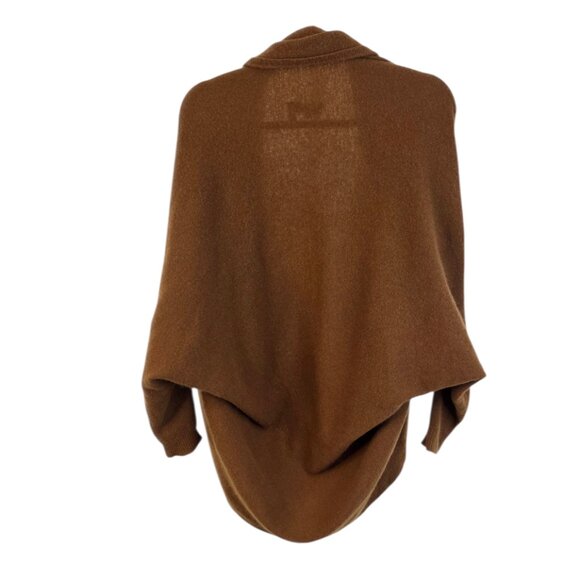 Theory Curved Hem 100% Cashmere Cardigan, Open Front, Brown, Size M/L - Picture 2 of 8